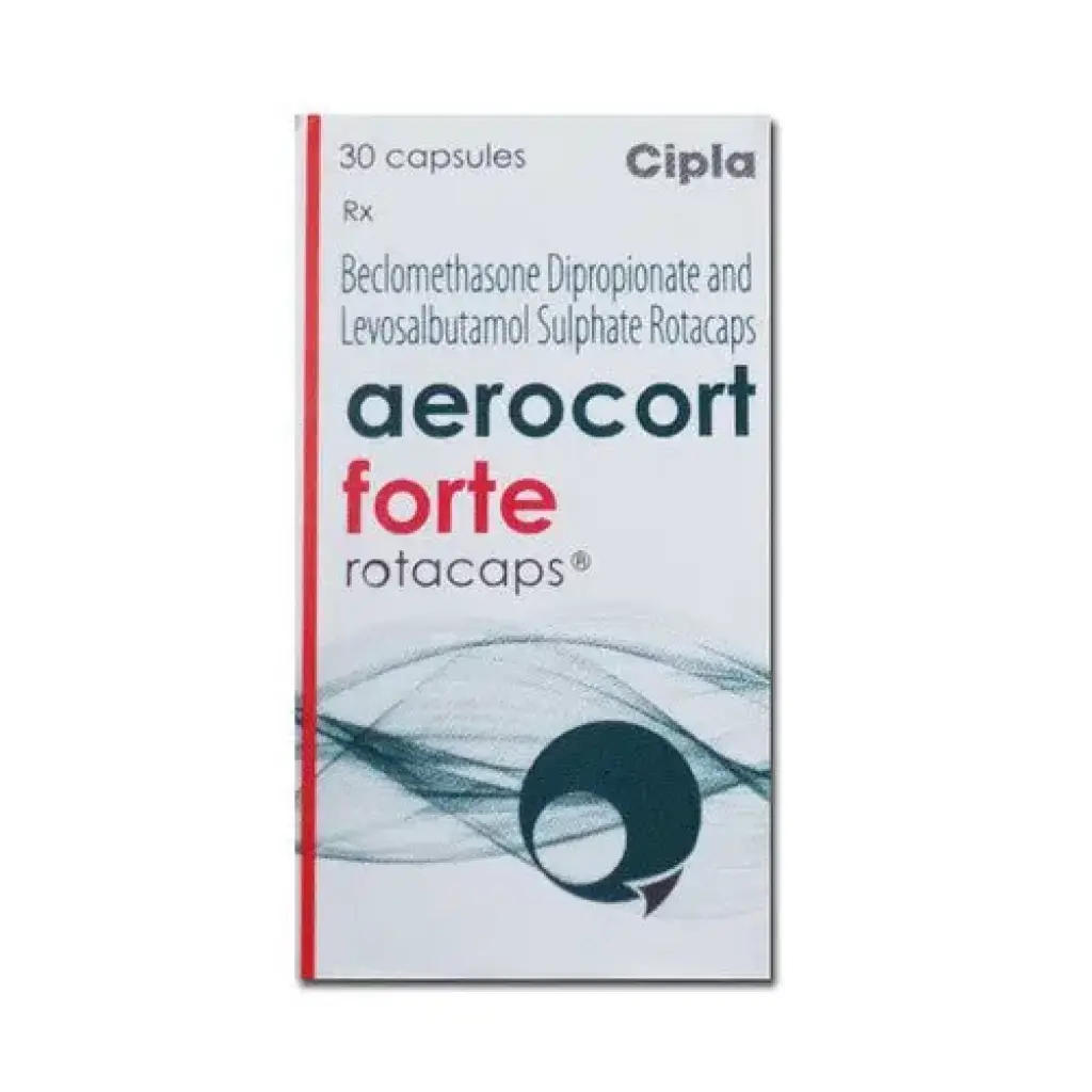 Aerocort Forte Rotacaps 200 mcg - Beclomethasone,Levosalbutamol - Cipla, India Aerocort Forte Rotacaps 200 mcg - Beclomethasone,Levosalbutamol - Cipla, India