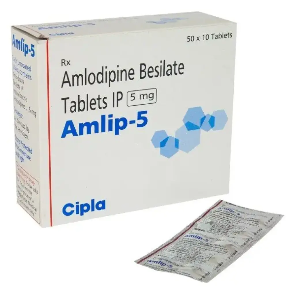Amlip 5mg - Amlodipine Besilate - Cipla, India
