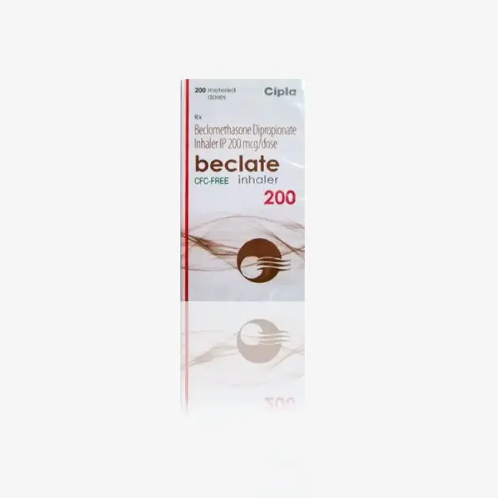 Beclate Inhaler 200 mcg - Beclomethasone Dipropionate - Cipla, India Beclate Inhaler 200 mcg - Beclomethasone Dipropionate - Cipla, India