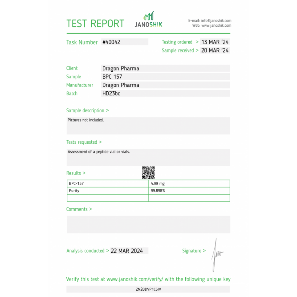 BPC 157 - Pentadecapeptide - Dragon Pharma, Europe BPC 157 - Pentadecapeptide - Dragon Pharma, Europe