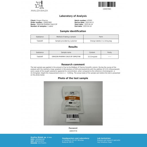Cialis DP - Tadalafil - Dragon Pharma, Europe