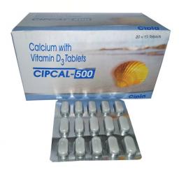 Cipcal 500 mg/ 250 iu - Elemental Calcium,Cholecalciferol (Vitamin D3) - Cipla, India