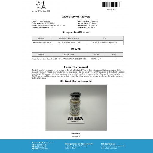 Enantat 250 - Testosterone Enanthate - Dragon Pharma, Europe