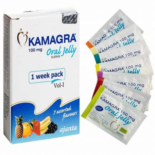 Kamagra Oral Jelly Flavoured 100 mg - Sildenafil Citrate - Ajanta Pharma, India