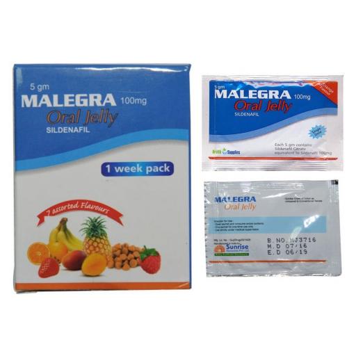 Malegra Oral Jelly Flavoured 100 mg - Sildenafil Citrate - Sunrise Remedies