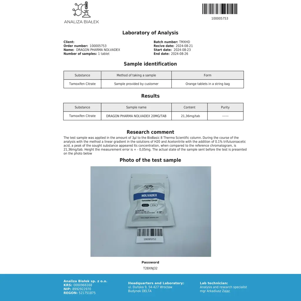 Nolvadex - Tamoxifen Citrate - Dragon Pharma, Europe Nolvadex - Tamoxifen Citrate - Dragon Pharma, Europe