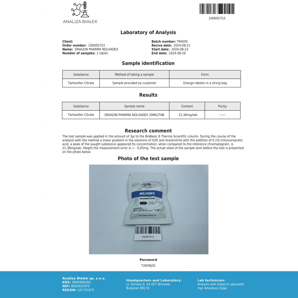 Nolvadex - Tamoxifen Citrate - Dragon Pharma, Europe Nolvadex - Tamoxifen Citrate - Dragon Pharma, Europe