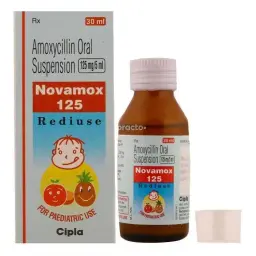 Novamox Mixture 125mg - Amoxicillin Trihydrate - Cipla, India