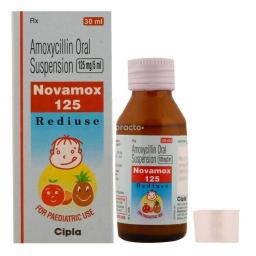 Novamox Mixture 125mg - Amoxicillin Trihydrate - Cipla, India