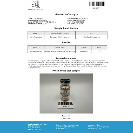 Trenbolone 100 - Trenbolone Acetate - Dragon Pharma, Europe